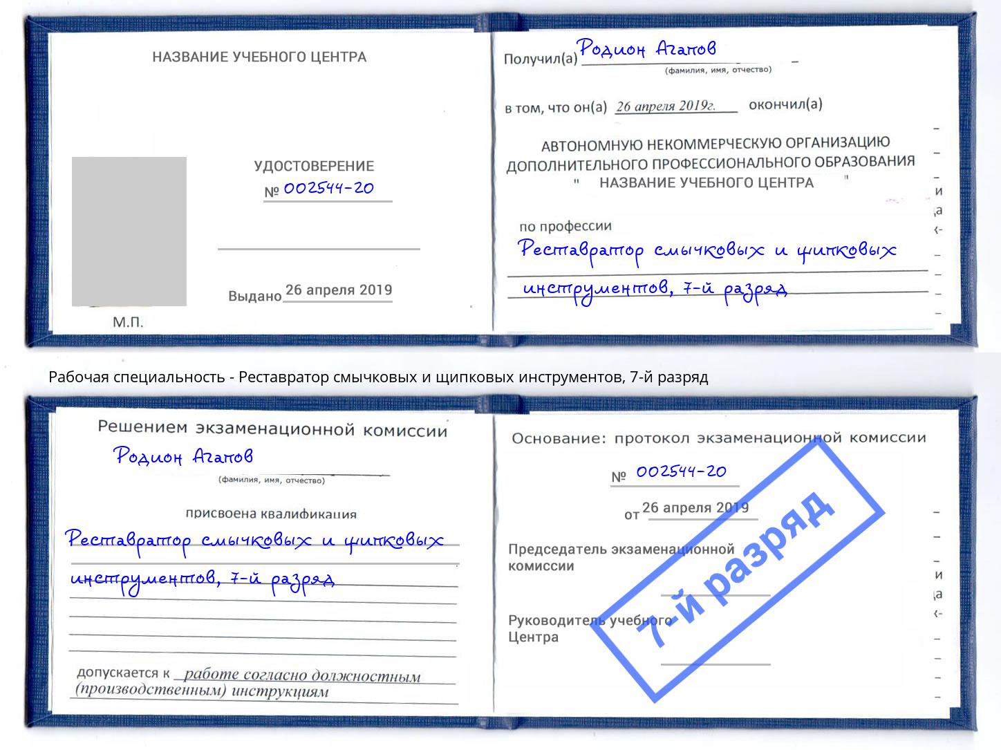 корочка 7-й разряд Реставратор смычковых и щипковых инструментов Кинешма