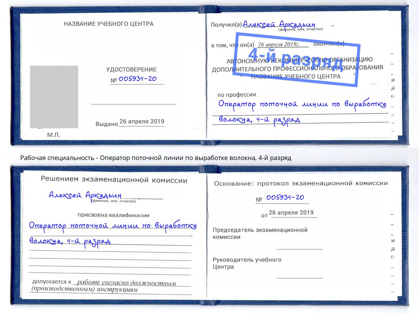 корочка 4-й разряд Оператор поточной линии по выработке волокна Кинешма